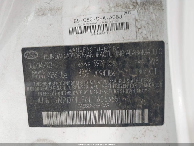 Aukcja sprzedaży 2020 Hyundai Elantra Se, vin: 5NPD74LF6LH606365, numer aukcji: 45856163