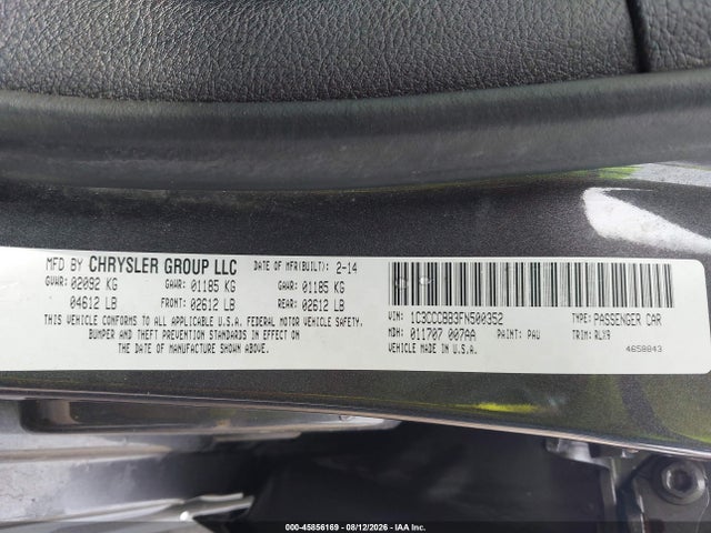 Aukcja sprzedaży 2015 Chrysler 200 S, vin: 1C3CCCBB3FN500352, numer aukcji: 45856169