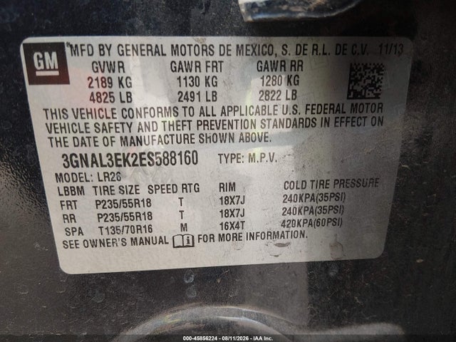 3GNAL3EK2ES588160 Chevrolet Captiva Sport Fleet Lt