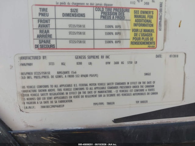 Genesis Supreme Toy M-19ss 2019 7HN1BEC29KP468559 Image 9