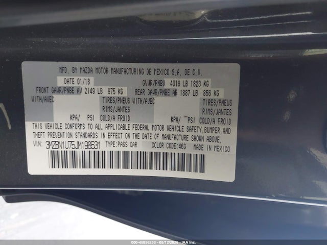 Aukcja sprzedaży 2018 Mazda Mazda3 Sport, vin: 3MZBN1U75JM198531, numer aukcji: 45856258