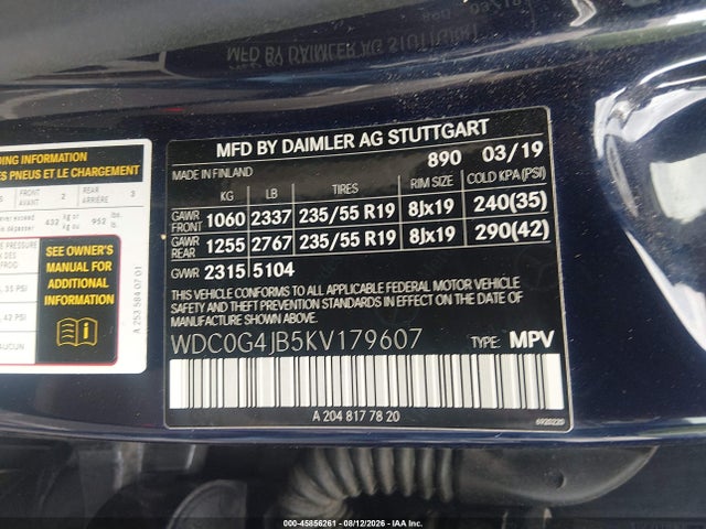 WDC0G4JB5KV179607 Mercedes-Benz GLC 300