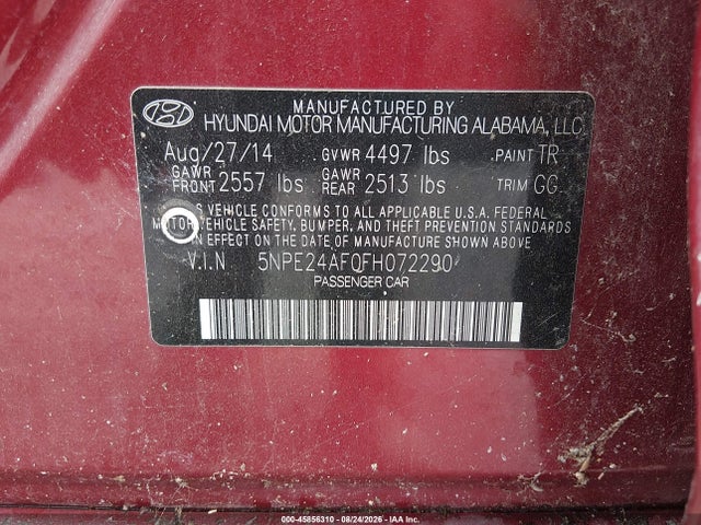 Hyundai SONATA SE 2015 5NPE24AF0FH072290 Image 9