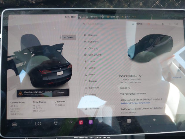 2024 Tesla Model Y Long Range Dual Motor All-wheel Drive მანქანა იყიდება აუქციონზე, vin: 7SAYGDEE3RF199816, აუქციონის ნომერი: 45856323