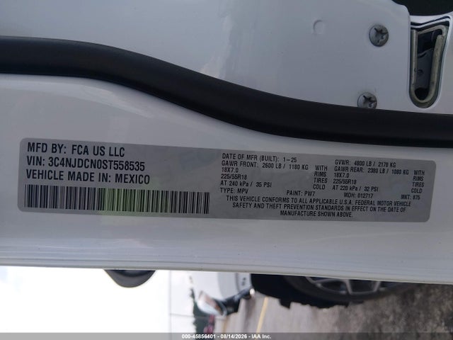 Aukcja sprzedaży 2025 Jeep Compass Limited 4x4, vin: 3C4NJDCN0ST558535, numer aukcji: 45856401
