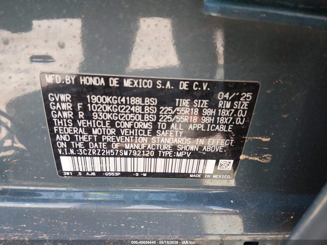 Продаж на аукціоні авто 2025 Honda Hr-v Awd Sport, vin: 3CZRZ2H57SM792120, номер лоту: 45856448