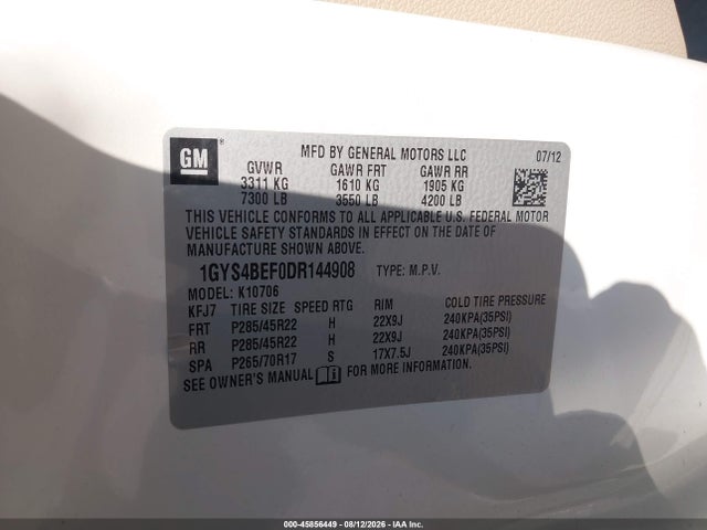 Продаж на аукціоні авто 2013 Cadillac Escalade Luxury, vin: 1GYS4BEF0DR144908, номер лоту: 45856449