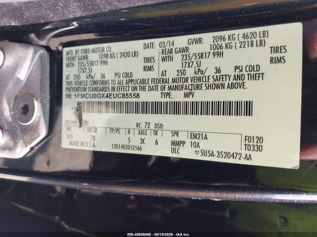 Ford ESCAPE SE 2014 1FMCU0GX4EUC85558 Image 9