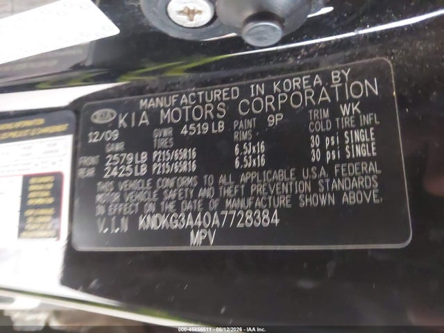 Auction sale of the 2010 Kia Sportage Lx, vin: KNDKG3A40A7728384, lot number: 45856511