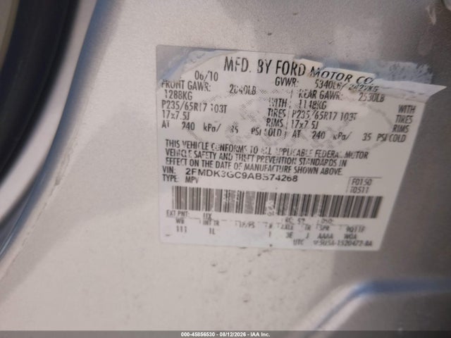 Aukcja sprzedaży 2010 Ford Edge Se, vin: 2FMDK3GC9ABB74268, numer aukcji: 45856530