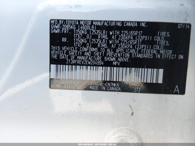 Toyota Rav4 Xle 2014 2T3RFREV2EW204994 Image 9
