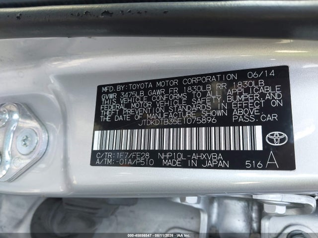 JTDKDTB35E1075896 Toyota Prius C One