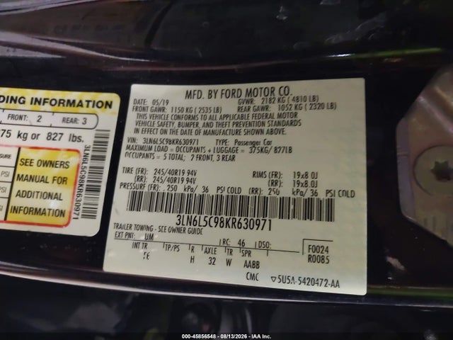 Lincoln Mkz Reserve I 2019 3LN6L5C98KR630971 Image 9