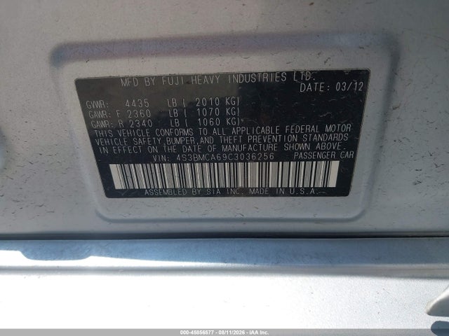 Продажа на аукционе авто 2012 Subaru Legacy 2.5i, vin: 4S3BMCA69C3036256, номер лота: 45856577