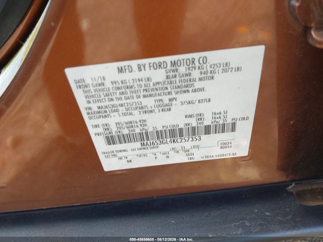 Ford Ecosport Se 2019 MAJ6S3GL4KC257353 Image 9