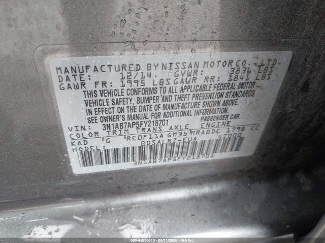 3N1AB7AP5FY218701 Nissan SENTRA SR