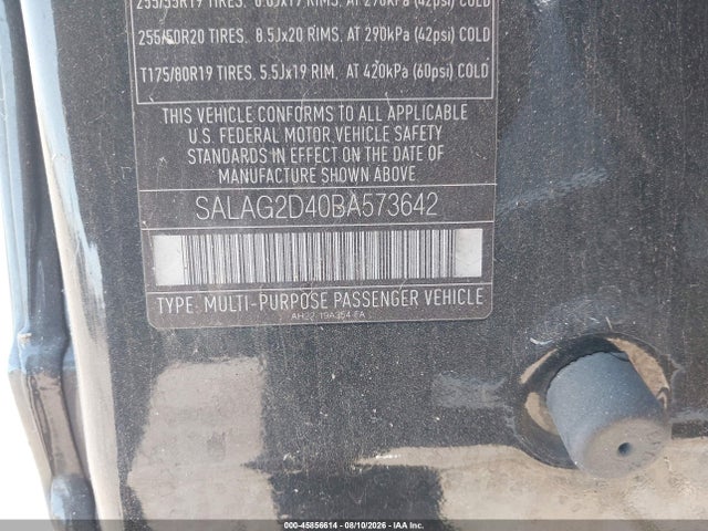 Aukcja sprzedaży 2011 Land Rover Lr4, vin: SALAG2D40BA573642, numer aukcji: 45856614