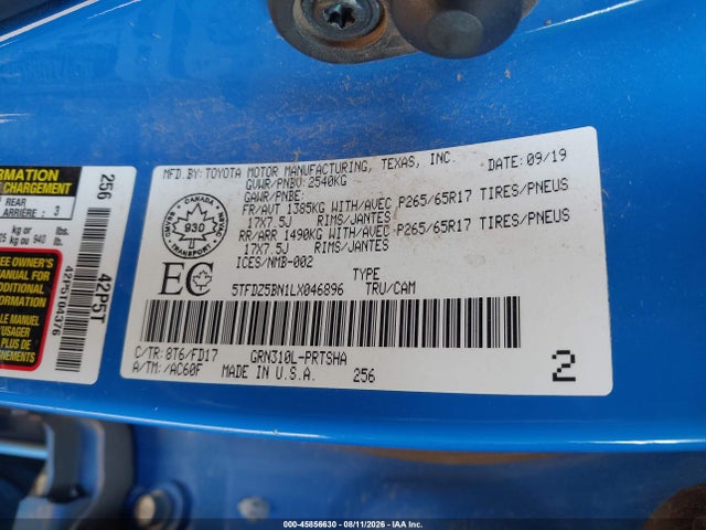 Toyota Tacoma 2020 5TFDZ5BN1LX046896 Image 9