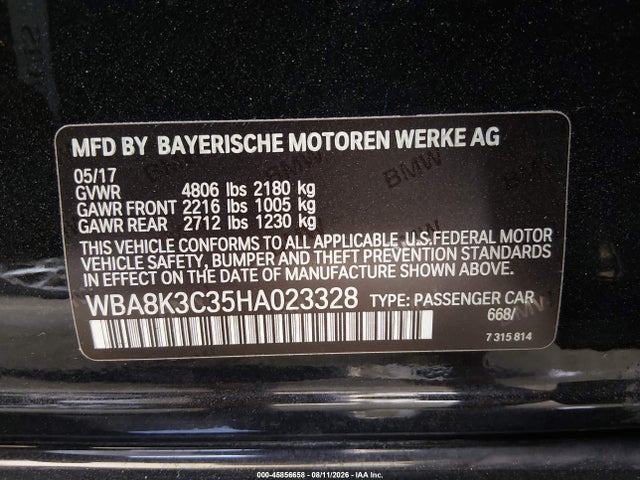 BMW 330i Xdrive 2017 WBA8K3C35HA023328 Image 9