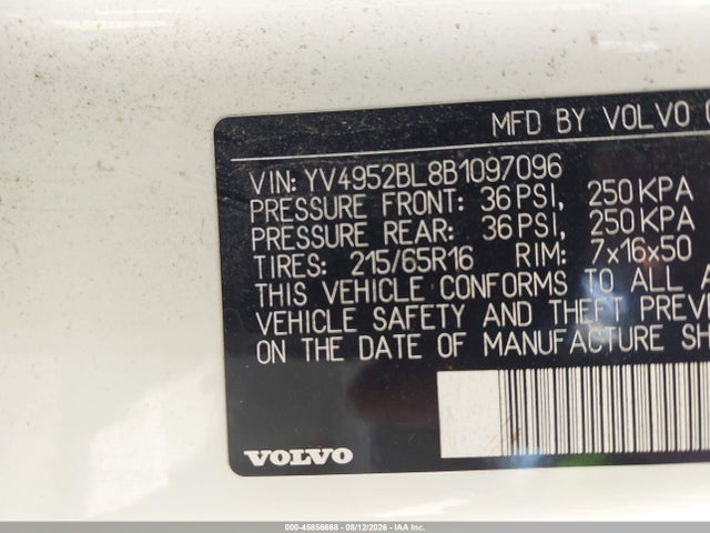 45856668 :رقم المزاد ، YV4952BL8B1097096 vin ، 2011 Volvo Xc70 3.2l مزاد بيع