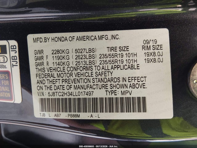 Продажа на аукционе авто 2020 Acura Rdx Standard, vin: 5J8TC2H34LL017497, номер лота: 45856685
