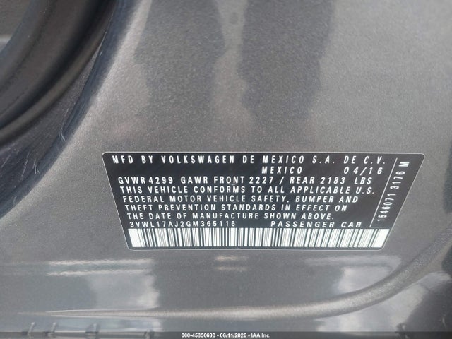 3VWL17AJ2GM365116 Volkswagen Jetta 1.8t Sel