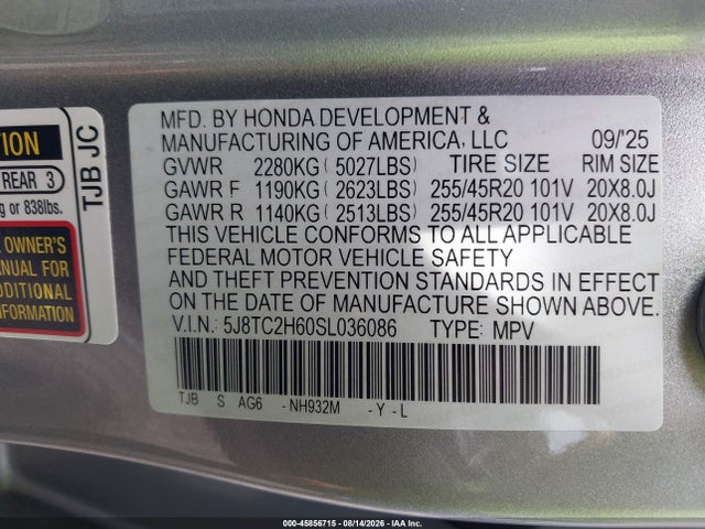 Продажа на аукционе авто 2025 Acura Rdx A-spec, vin: 5J8TC2H60SL036086, номер лота: 45856715