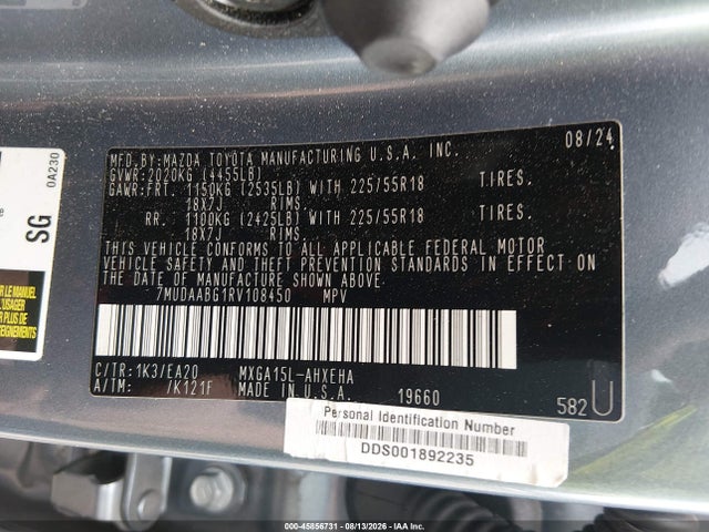 Продаж на аукціоні авто 2024 Toyota Corolla Cross Xle, vin: 7MUDAABG1RV108450, номер лоту: 45856731