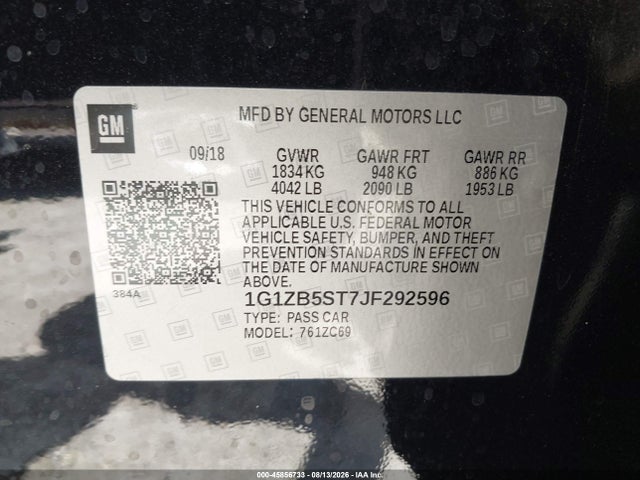 Chevrolet Malibu 1ls 2018 1G1ZB5ST7JF292596 Image 9