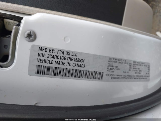 2022 Chrysler Pacifica Limited მანქანა იყიდება აუქციონზე, vin: 2C4RC1GG7NR158534, აუქციონის ნომერი: 45856744