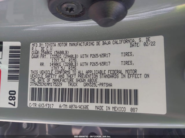 3TMAZ5CN1NM175229 Toyota Tacoma Trd Sport