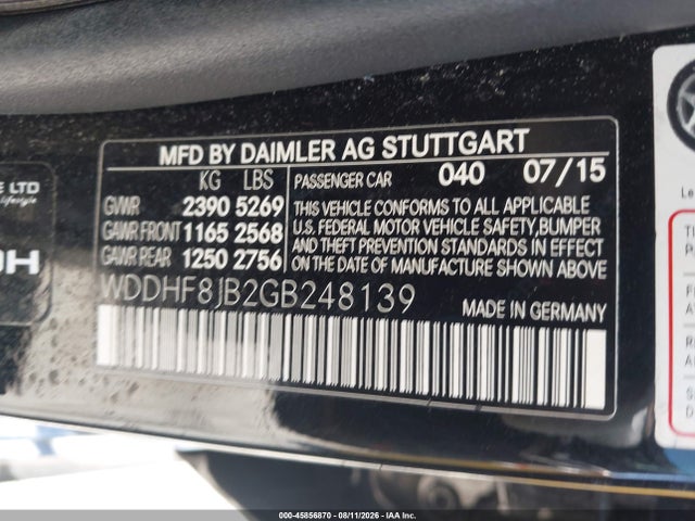 Продаж на аукціоні авто 2016 Mercedes-benz E 350 4matic, vin: WDDHF8JB2GB248139, номер лоту: 45856870