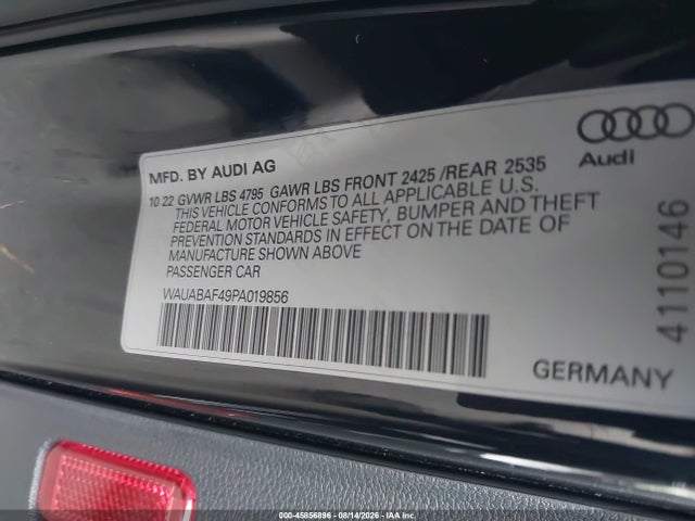 Aukcja sprzedaży 2023 Audi A4 Premium 40 Tfsi Quattro S Tronic, vin: WAUABAF49PA019856, numer aukcji: 45856896