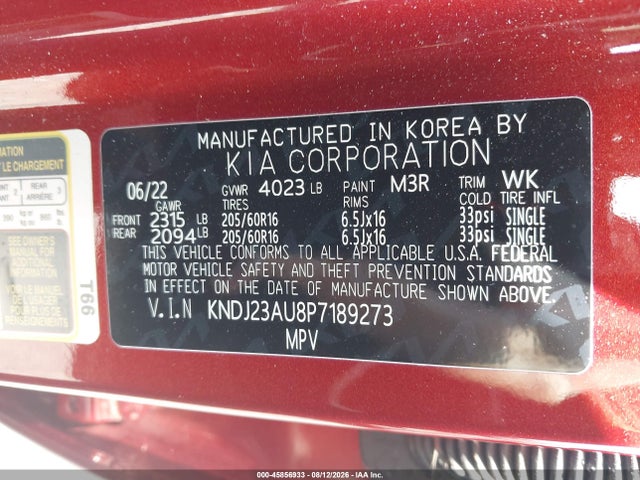 Продажа на аукционе авто 2023 Kia Soul Lx, vin: KNDJ23AU8P7189273, номер лота: 45856933