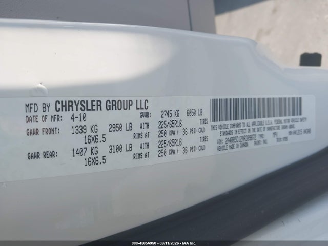 Aukcja sprzedaży 2010 Chrysler Town & Country Touring, vin: 2A4RR5D12AR309872, numer aukcji: 45856958