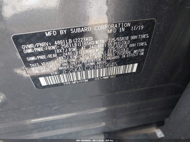 Aukcja sprzedaży 2020 Subaru Forester Sport, vin: JF2SKALC2LH469645, numer aukcji: 45856959