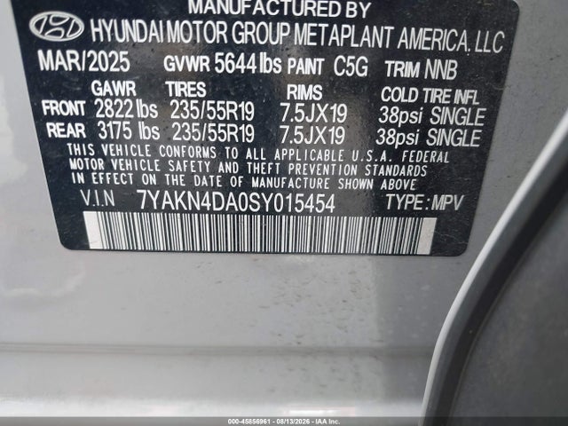 Продажа на аукционе авто 2025 Hyundai Ioniq 5 Sel, vin: 7YAKN4DA0SY015454, номер лота: 45856961