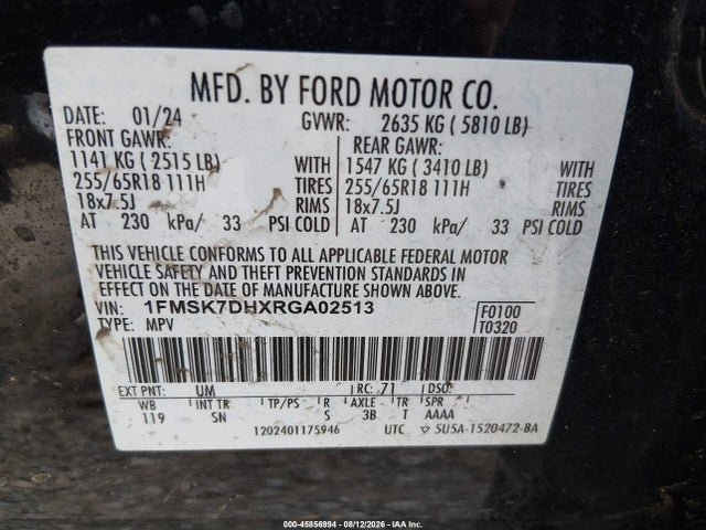 Ford EXPLORER XLT 2024 1FMSK7DHXRGA02513 Image 9