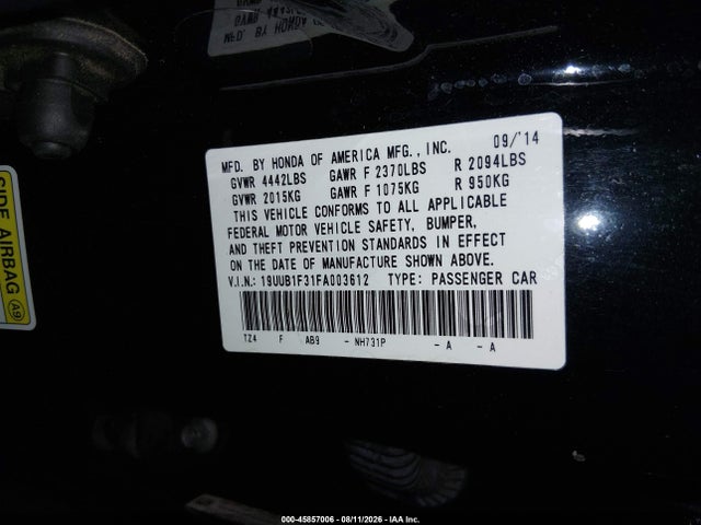 Acura TLX 2015 19UUB1F31FA003612 Image 9