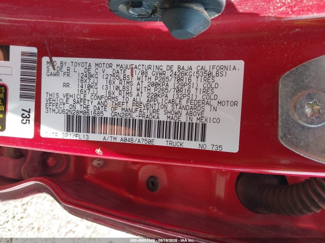 Продаж на аукціоні авто 2008 Toyota Tacoma Prerunner V6, vin: 3TMJU62N28M061685, номер лоту: 45857046