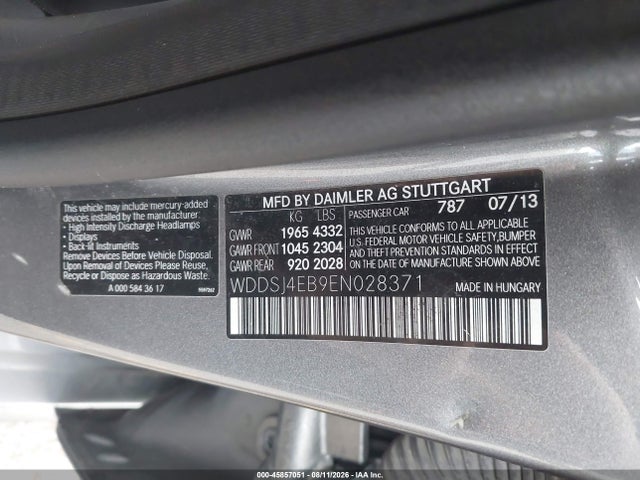 45857051 :رقم المزاد ، WDDSJ4EB9EN028371 vin ، 2014 Mercedes-benz Cla 250 مزاد بيع