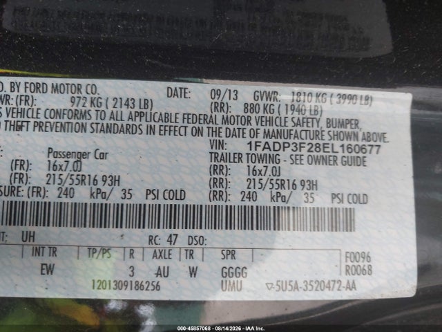Продаж на аукціоні авто 2014 Ford Focus Se, vin: 1FADP3F28EL160677, номер лоту: 45857068