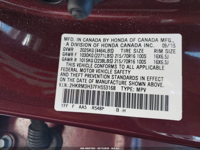 Honda CR-V LX 2015 2HKRM3H37FH553168 Image 9