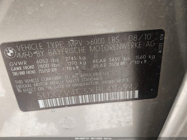 Aukcja sprzedaży 2011 Bmw X5 Xdrive35i/xdrive35i Premium/xdrive35i Sport Activity, vin: 5UXZV4C5XBL406942, numer aukcji: 45857121