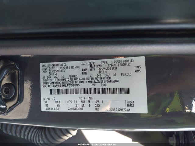 Ford F-150 Lariat 2020 1FTEW1E46LFC59695 Image 9