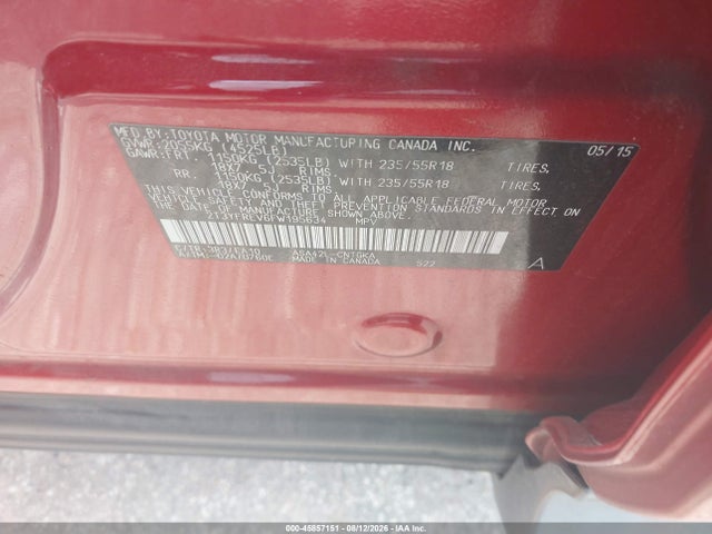 Aukcja sprzedaży 2015 Toyota Rav4 Limited, vin: 2T3YFREV6FW195634, numer aukcji: 45857151