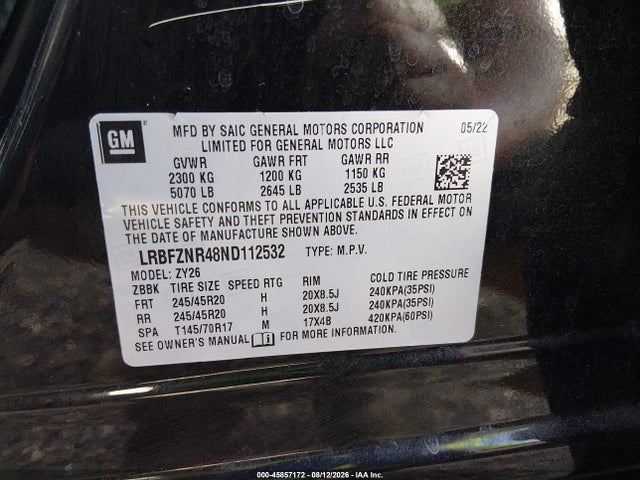 Продаж на аукціоні авто 2022 Buick Envision Fwd Essence, vin: LRBFZNR48ND112532, номер лоту: 45857172