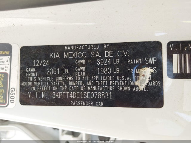 Продаж на аукціоні авто 2025 Kia K4 Lxs, vin: 3KPFT4DE1SE078831, номер лоту: 45857180