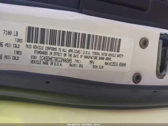 Aukcja sprzedaży 2012 Dodge Durango Citadel, vin: 1C4SDHET8CC240205, numer aukcji: 45857183