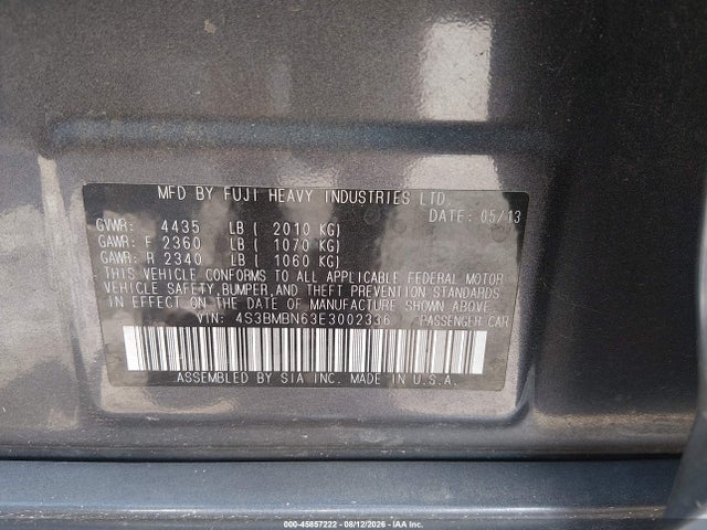 Subaru Legacy 2.5i Limited 2014 4S3BMBN63E3002336 Image 9
